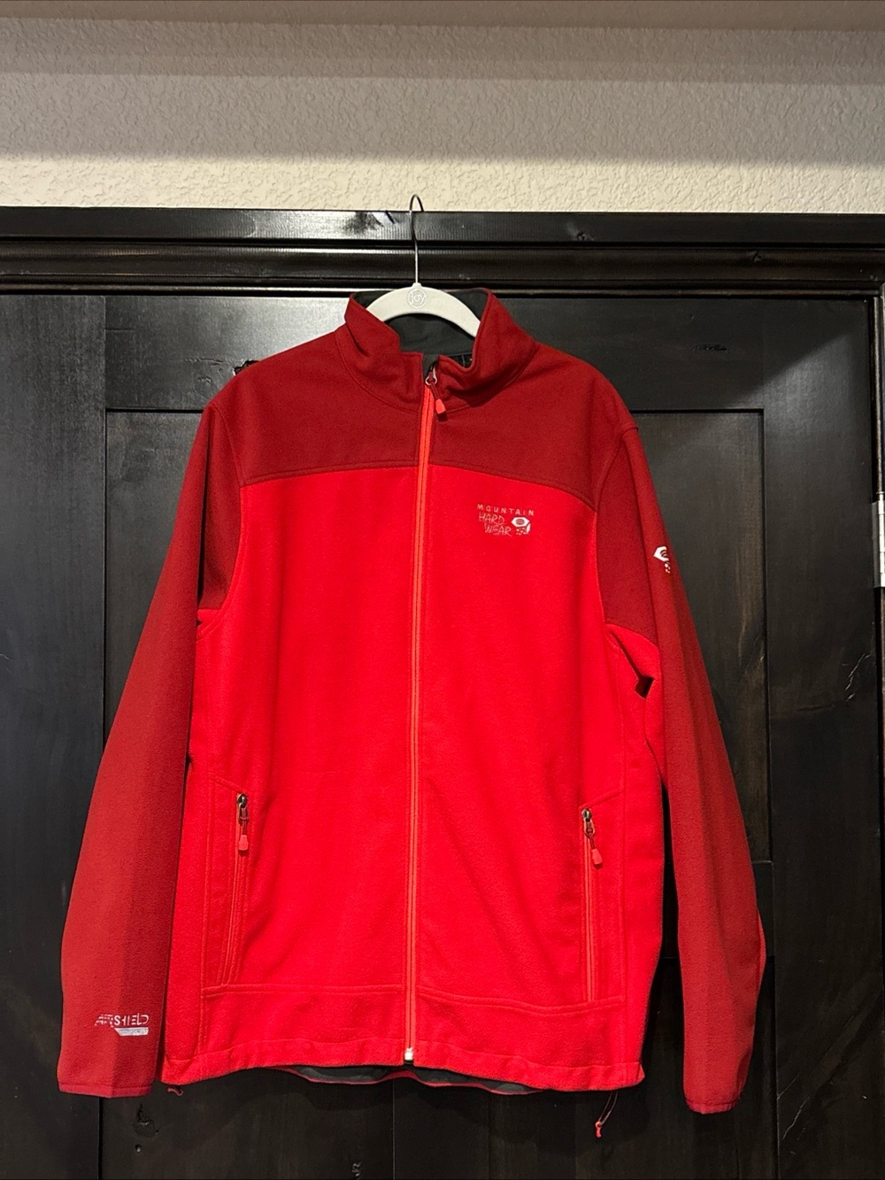 Mountain Hardwear Air Shield Elite Full Zip Fleece Jacket Mens Large Red